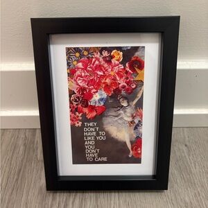 Unbothered Floral Ballerina Art Print in Black Frame
